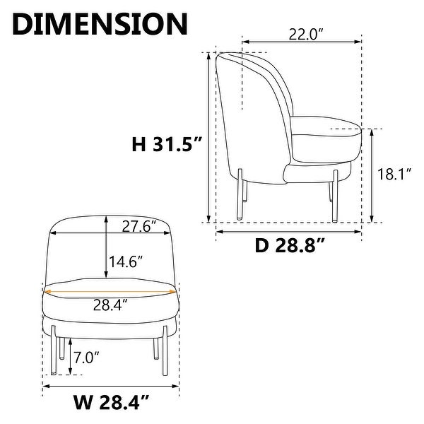 Accent Chair Upholstered Backrest Reading Chair Single Sofa with Golden Adjustable Legs For Living Room Bedroom