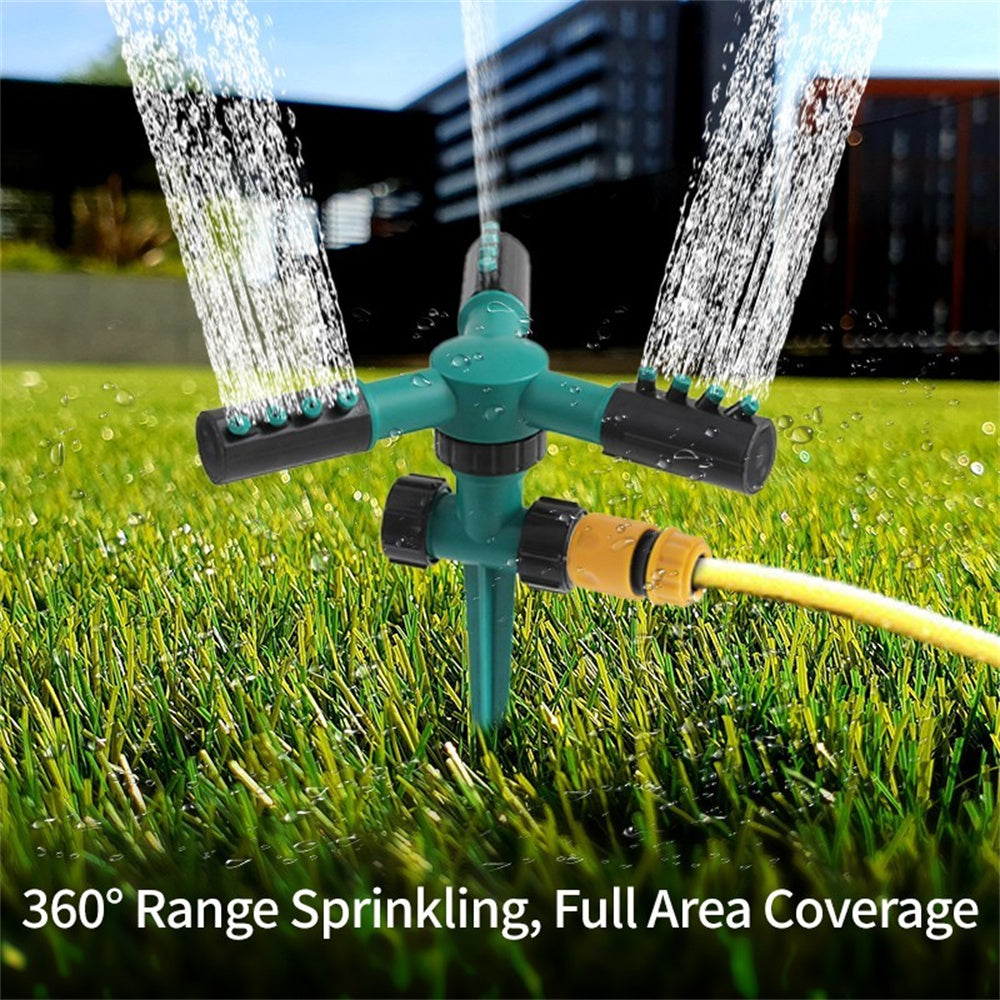 360°Rotating Garden Sprinkler with Adjustable Nozzle- Leak-Free Lawn Sprinkler Easy Hose Connection Spike Base Gardening Watering System