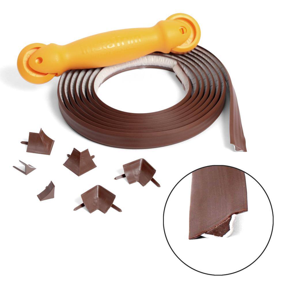 InstaTrim 34 in. x 10 ft. Dk Brown PVC Self-Adhesive Flexible Caulk Molding Applicator Tool and Corner and End Caps 7510-DBR-APCP