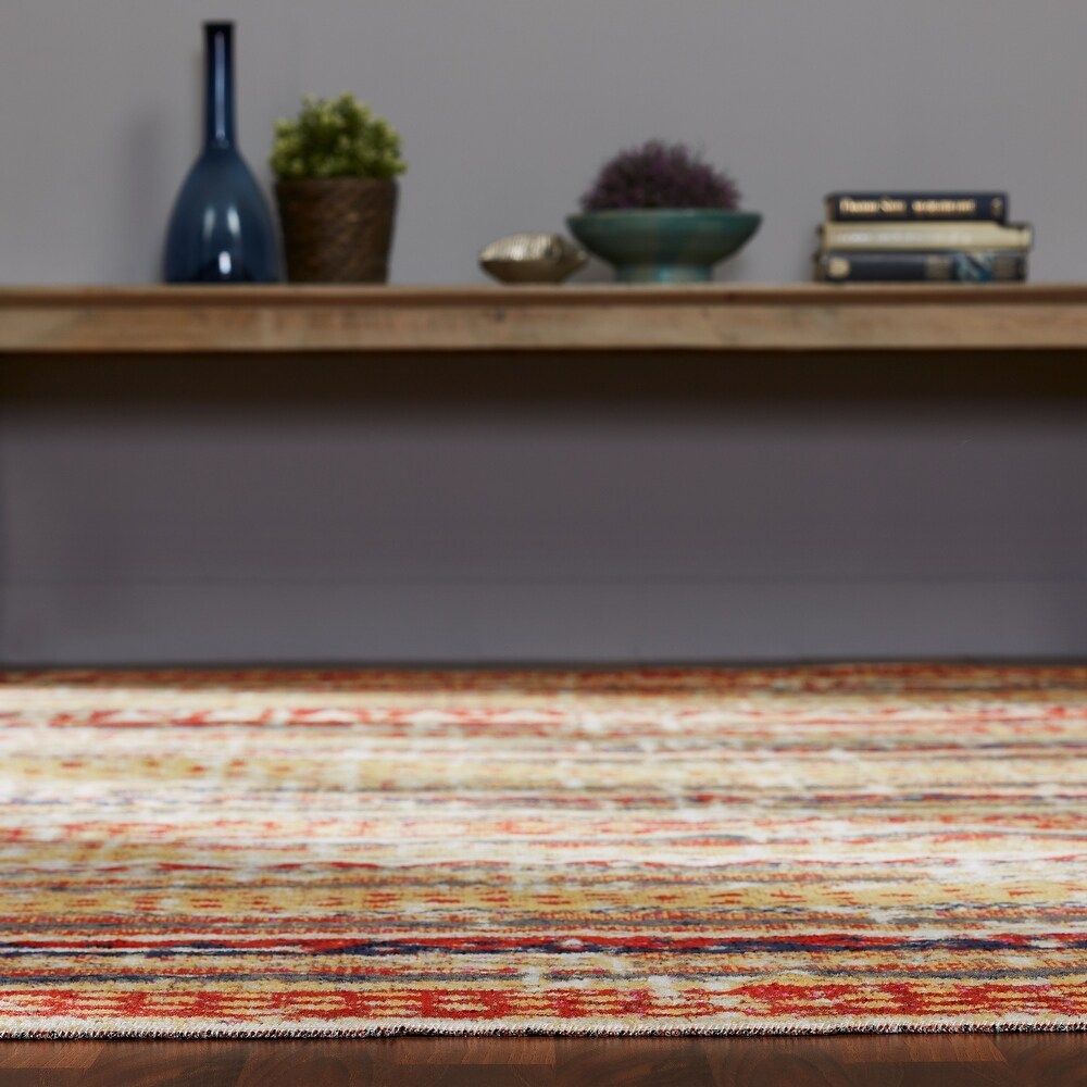 Porch   Den Pommel Distressed Red/Gold Striped Indoor/ Outdoor Area Rug