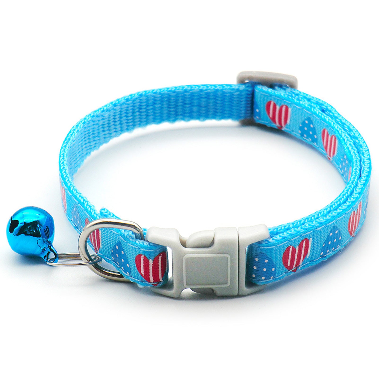 CHBORLESS 3 Pcs Nylon Cat Collar with Bell Adjustable Kitten Puppy Collars for Newborn Pet，Sky Blue