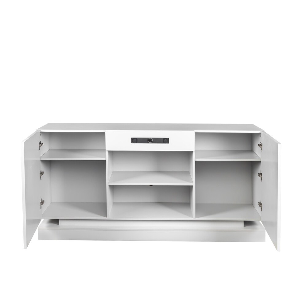 LED TV Stand with Bluetooth Speaker  Entertainment Center with LED Light Storage Drawers  LED TV Console for Up to 75\