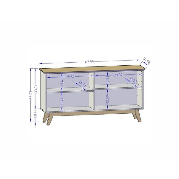 Yonkers 62.99 Sideboard with Solid Wood Legs and 2 Cabinets in Off White and Cinnamon