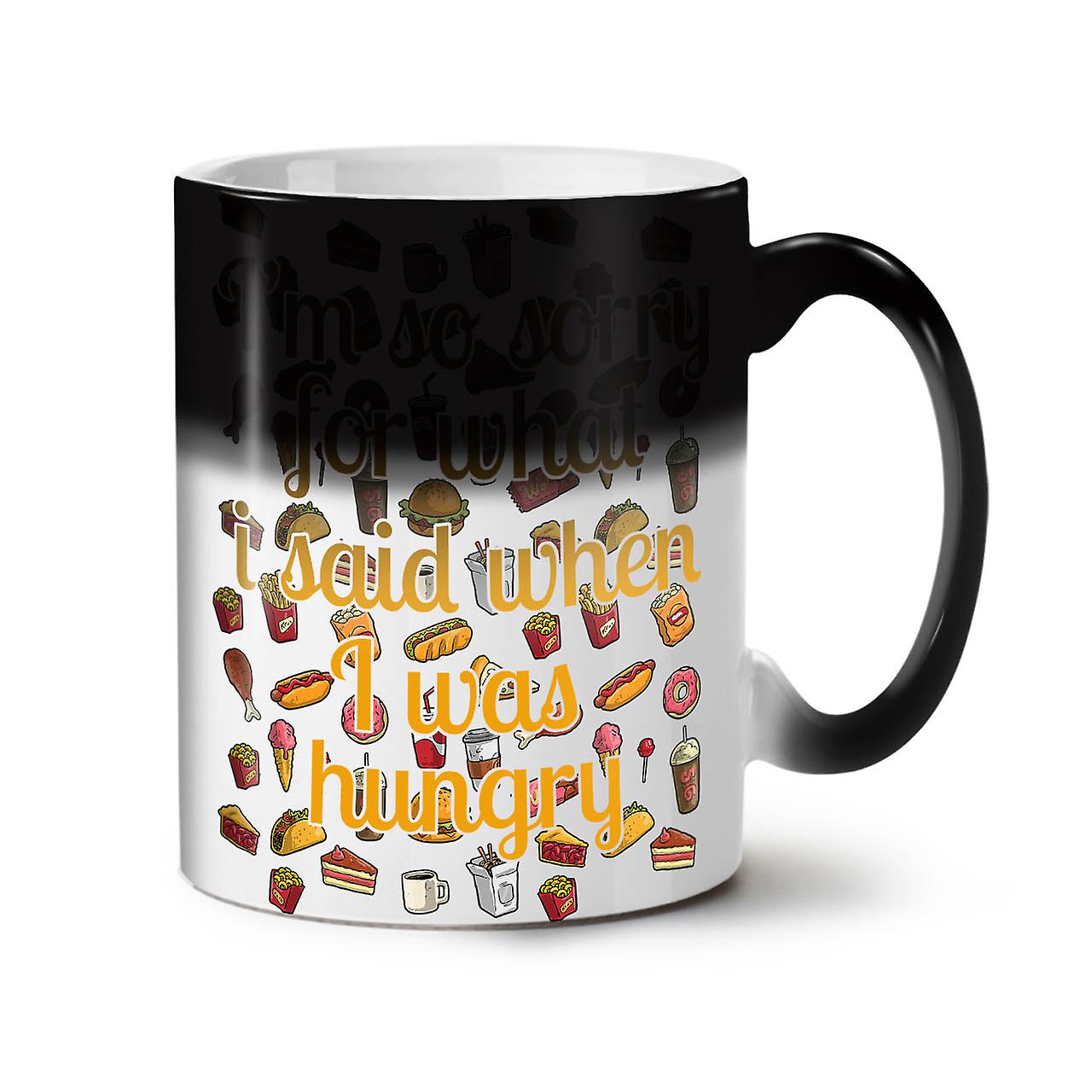 Sorry Hungry Joke Food NEW Black Colour Changing Tea Coffee Ceramic Mug 11 oz | Wellcoda