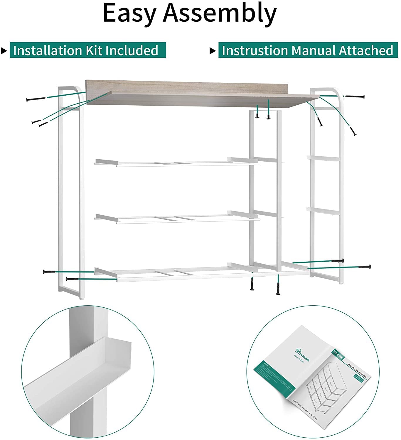 YITAHOME Fabric Storage Tower Dresser with 7 Drawers Organizer Unit For Bedroom Modern Light Gray