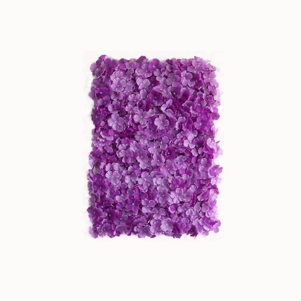 Purple UV Protected Hydrangea Flower Wall Mat Backdrop 4 Artificial Panels 11 Sq ft.