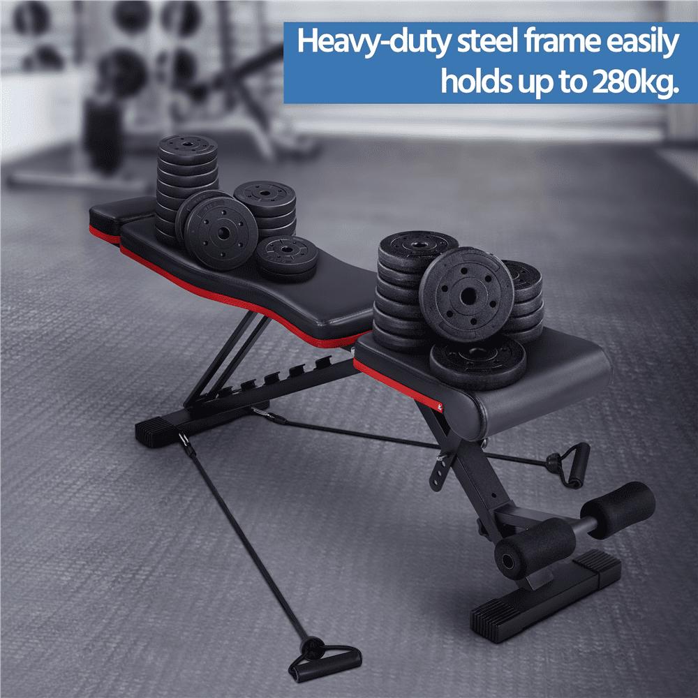 SmileMart Adjustable Foldable Weight Bench for Home Gym， Black