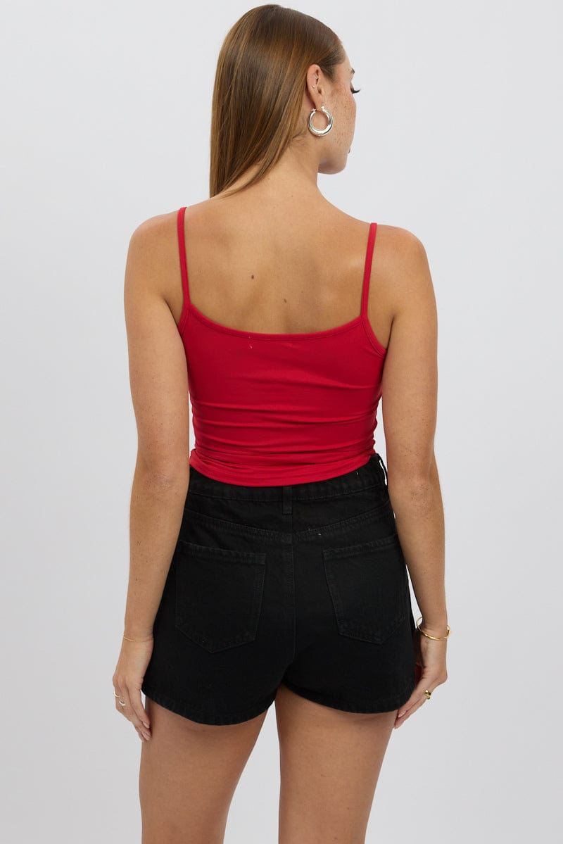 Red Cami Top Thin Strap Supersoft