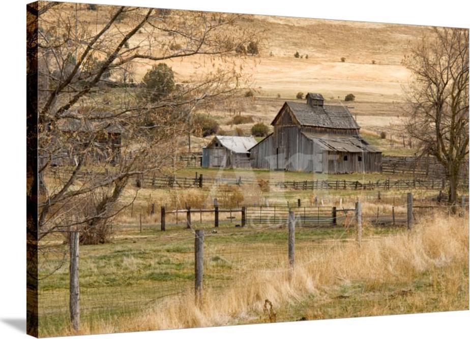 Roadside Barn， Stretched Canvas Wall Art by Romona Murdock Sold by ArtCom