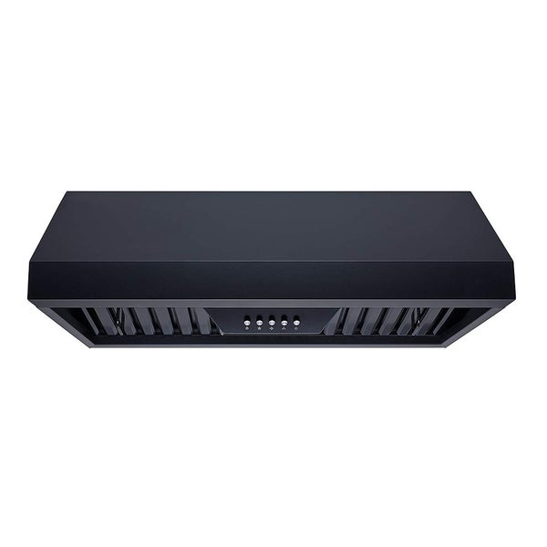 Winflo 30 in. 298 CFM Ductecd Under Cabinet Range Hood in Black with Baffle Filters， LED lights and 3 Speed Push Buttons