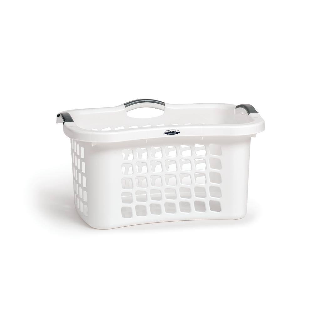 Taurus White Plastic Laundry Basket with Comfort Grip Handles 7430WH