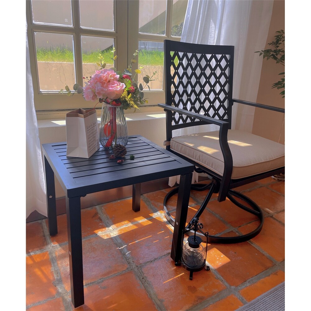 Small Metal Patio Side Table  Anti Rust End Tables for Outdoor Indoor