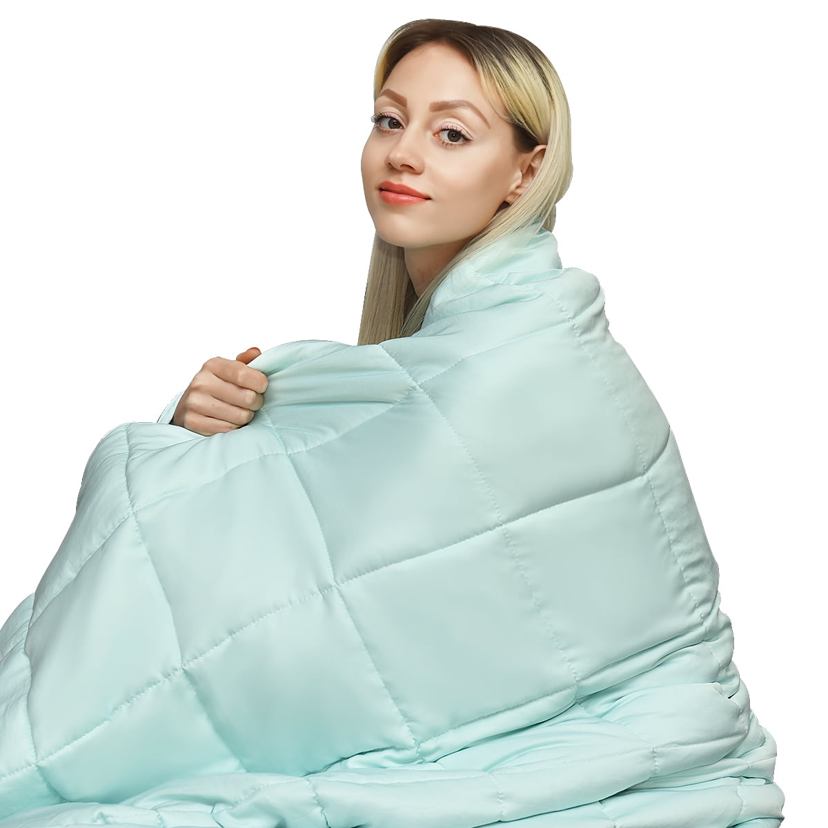 Gymax 20 lbs 60'' x 80'' Cooling Weighted Blanket Luxury Cooler Version Cotton and Glass Beads