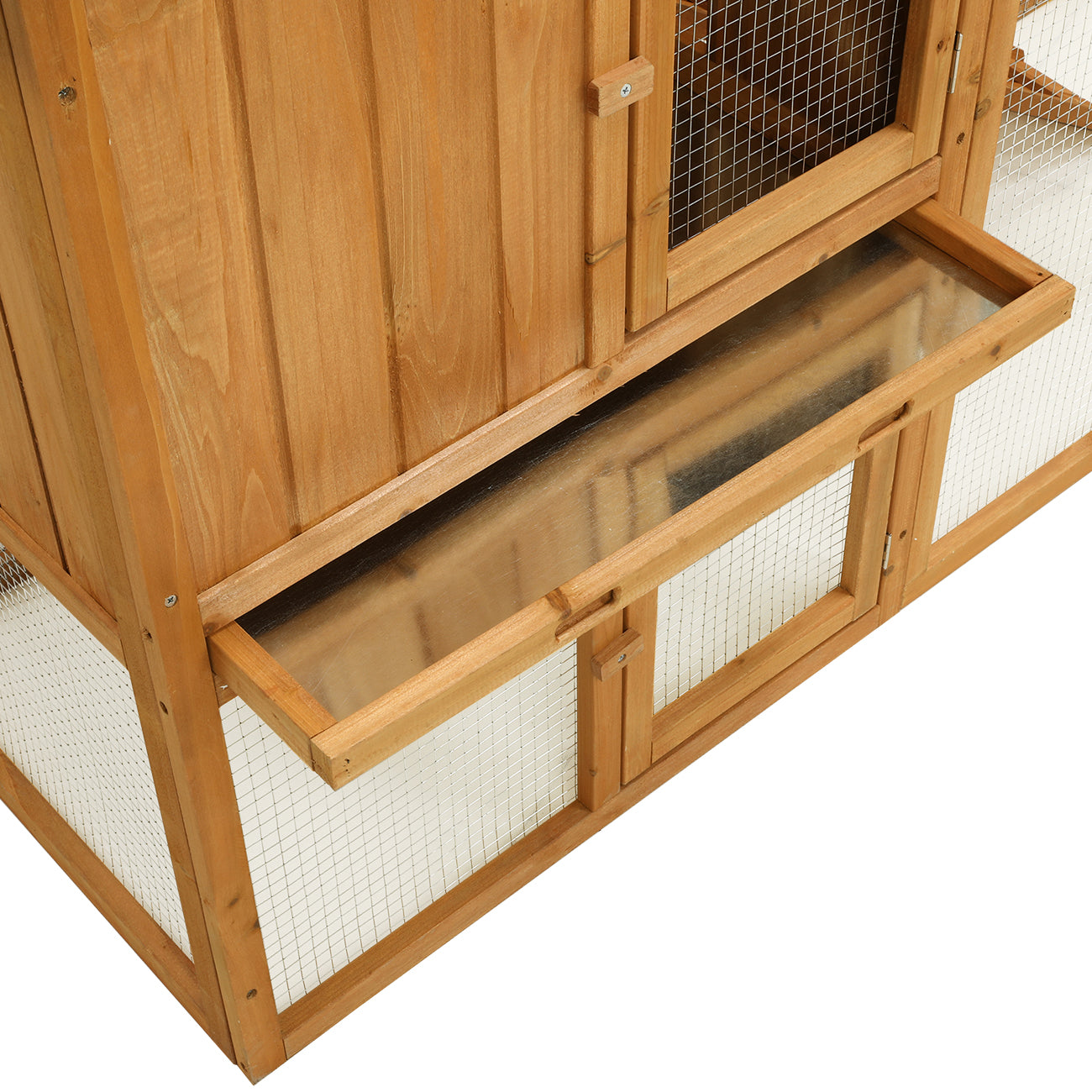 Bibana Chicken Coop Large Wooden Outdoor Bunny Rabbit Hutch Hen Cage with Ventilation Door， Removable Tray and Ramp Garden Backyard Pet House Chicken Nesting Box