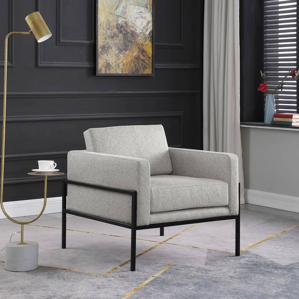 Homepop Sustainable Gray Woven Modern Metal Frame Accent Chair (Set of 1) K8622-F2297