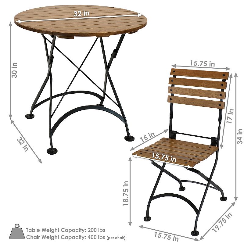 Sunnydaze European Chestnut 5-Piece Folding Patio Bistro Dining Set