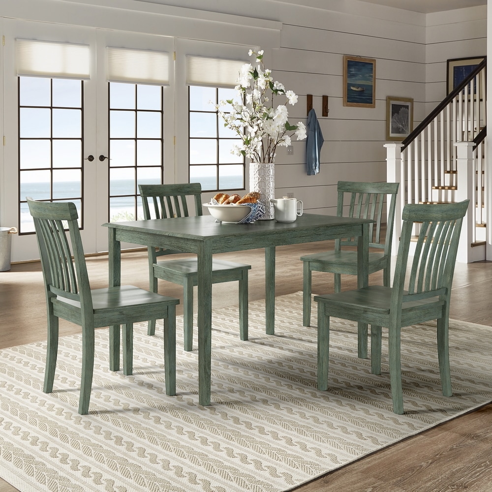 Wilmington II 48 Inch Rectangular Antique Sage Green 5 Piece Dining Set by iNSPIRE Q Classic