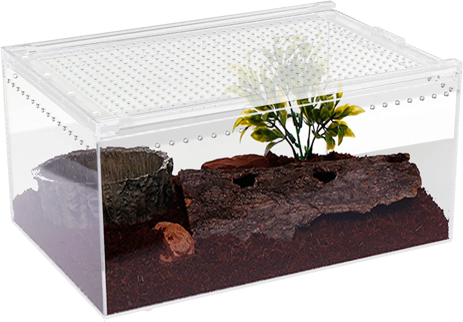 CNCEST 2.5 Gallon Reptile Breeding Box Terrarium Cage Large Magnetic Acrylic Enclosure