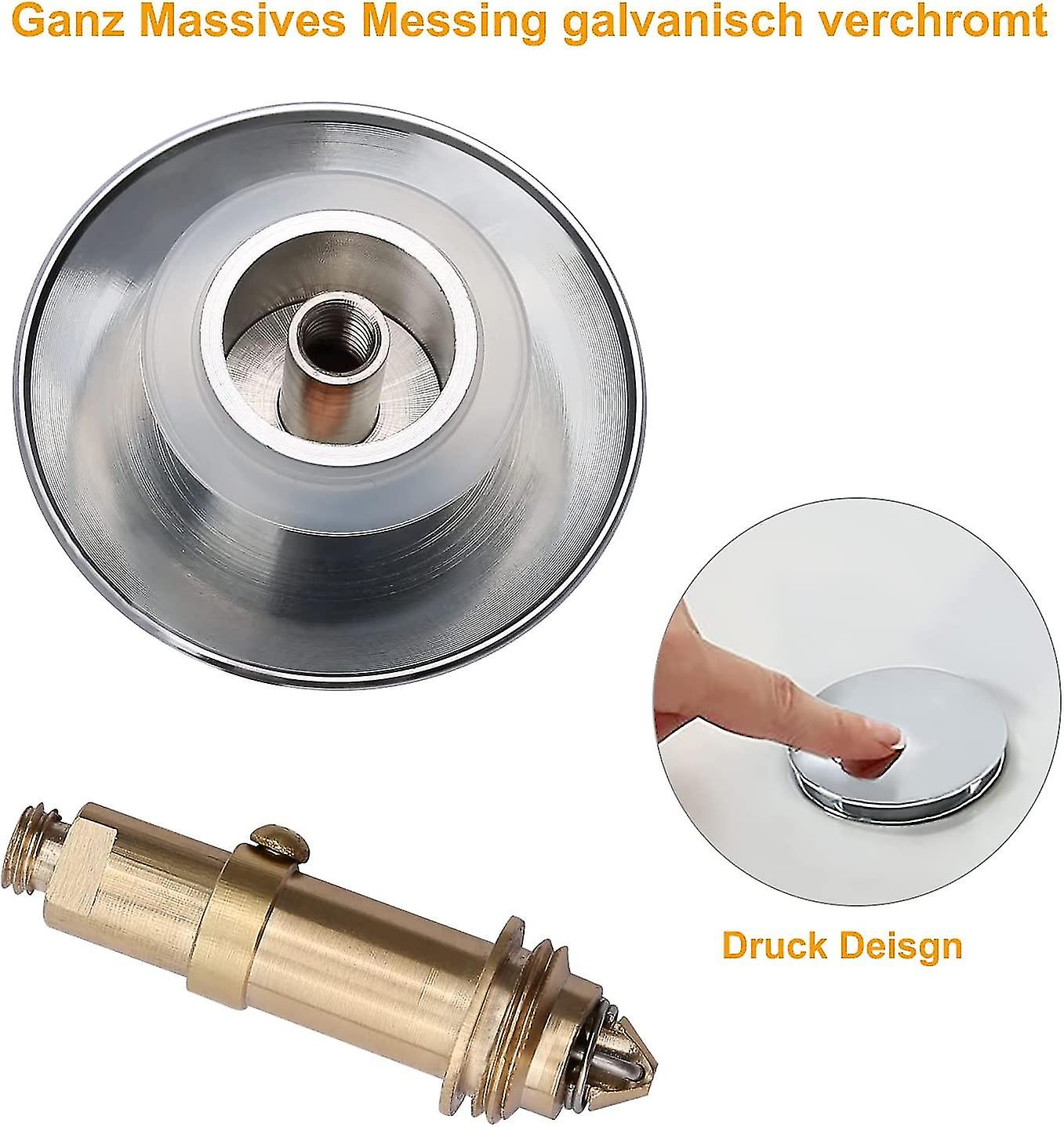 Pop Up Click Clack Plug Spring Stopper， Push Sink Drain Plug Pop-up Stopper For Kitchen Bathroom Sink Bathroom， Solid Brass Chrome Plating， 66mm