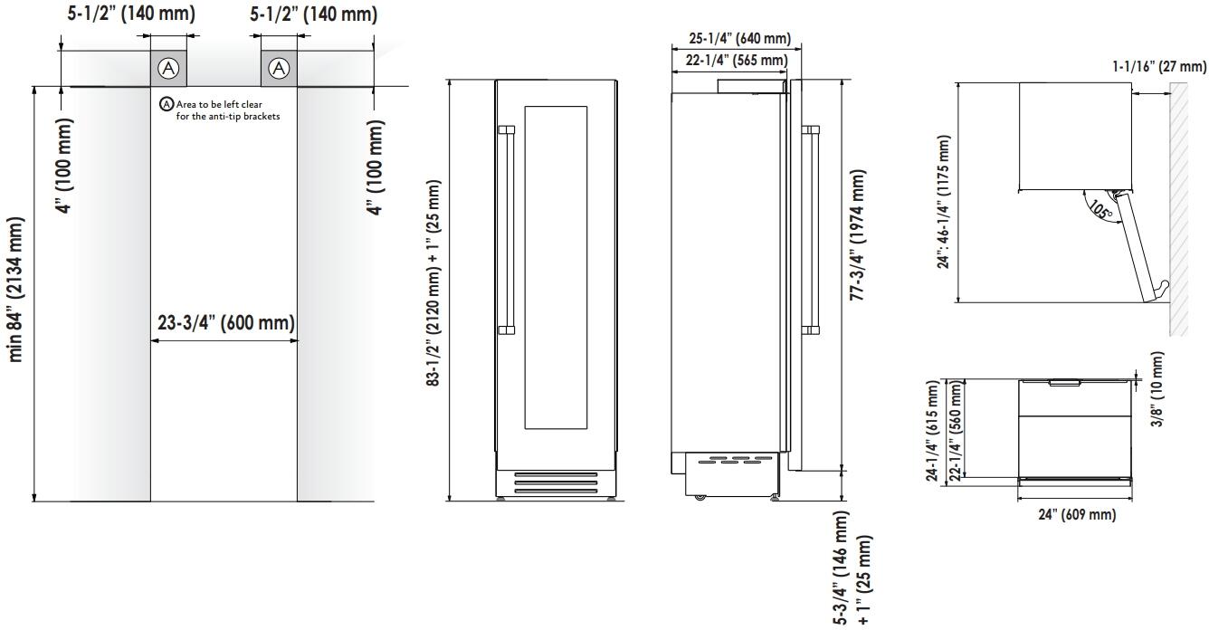 Hestan KWCL24OV 24 Inch Overlay Panel Ready Wine Cooler