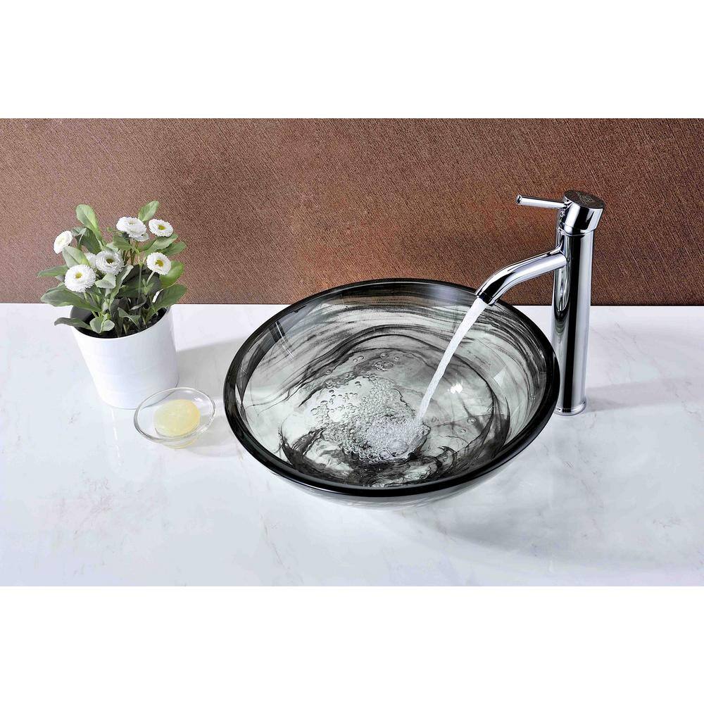 ANZZI Mezzo Series Vessel Sink with Pop-Up Drain in Slumber Wisp LS-AZ054