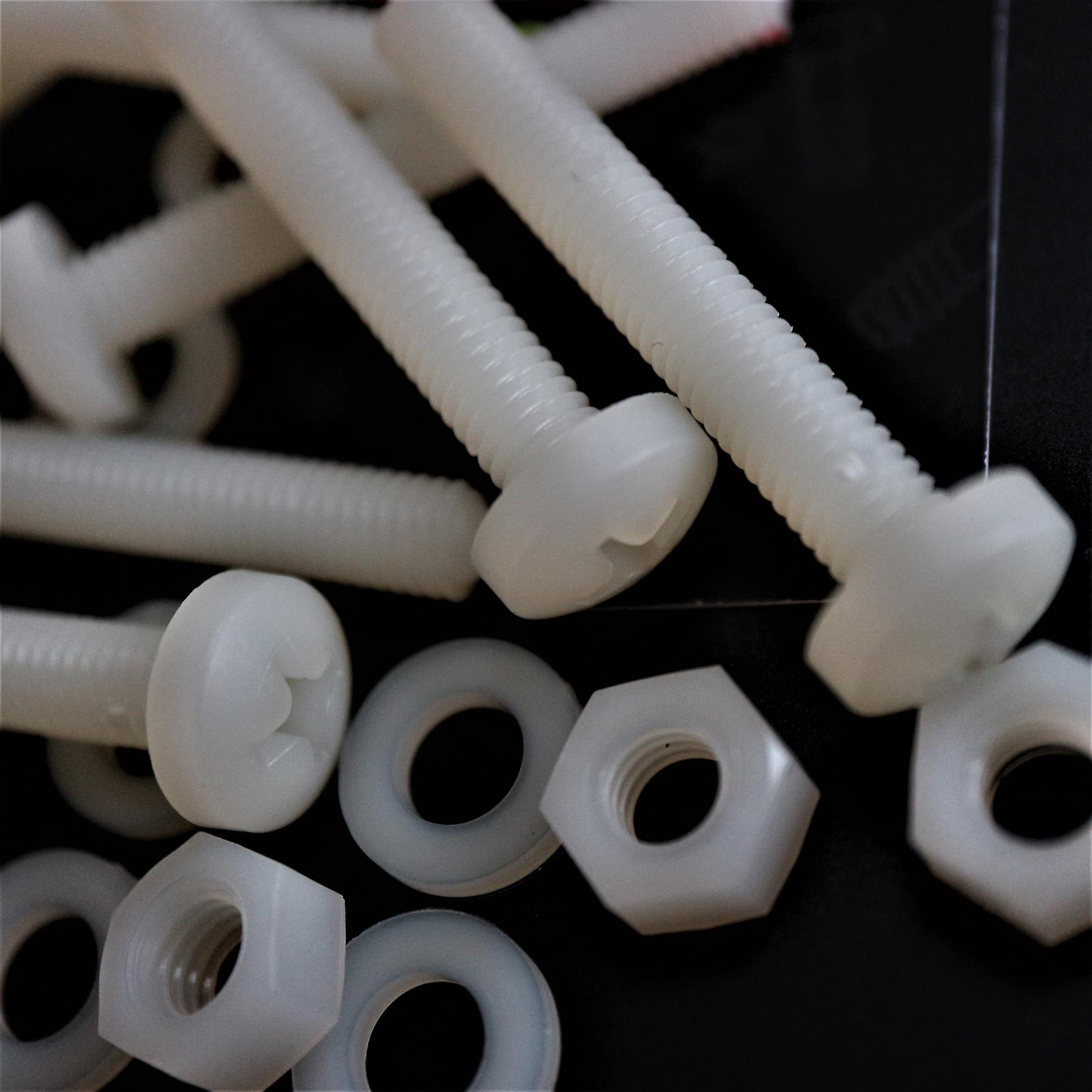 50x Nylon， Pan Cross Head， M6 x 40mm， Plastic Bolts， Nuts and Washers - Screws