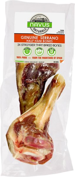 Navus Naturals Genuine Serrano Half Ham Bone Dog Treats， 2 count