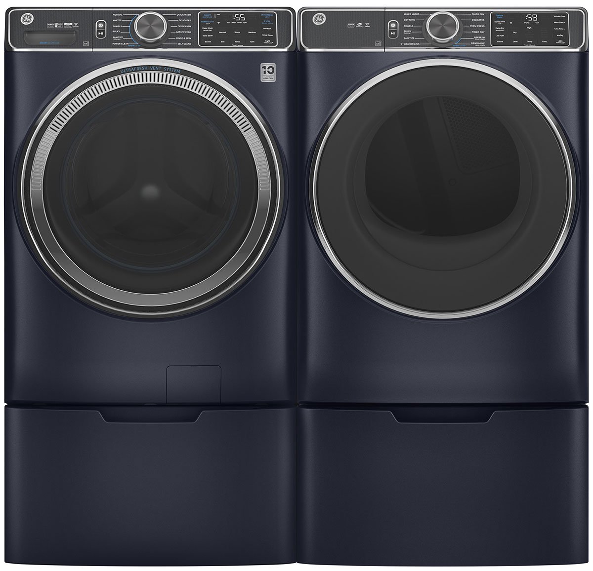 GE ADA 7.8 Cu. Ft. Sapphire Blue Smart Front Load Gas Dryer With Steam And Sanitize Cycle