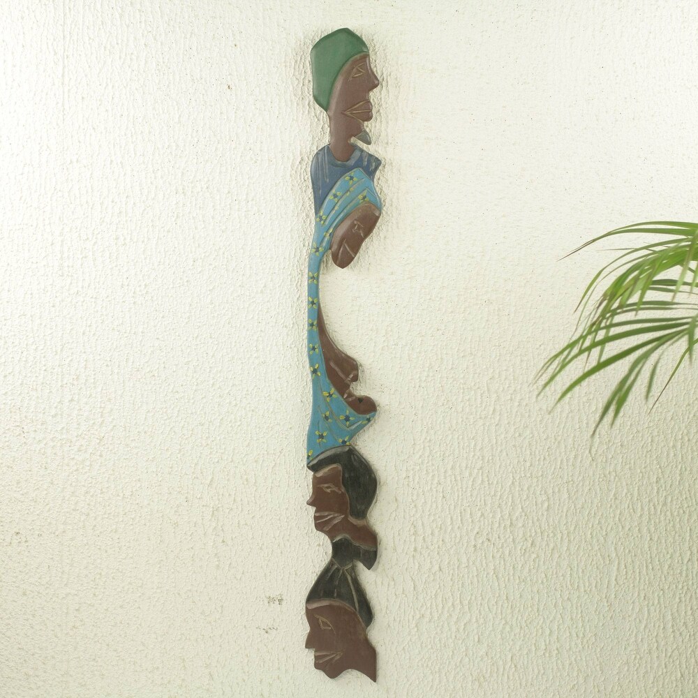 Handmade Family Reunion African wood wall sculpture (Ghana)   30.5\