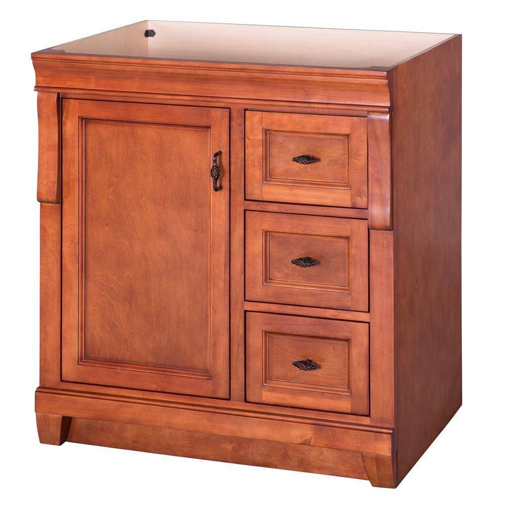 Home Decorators Collection Naples 30 in W x 2163 in D Vanity Cabinet Only in Warm Cinnamon with Right Hand Drawers