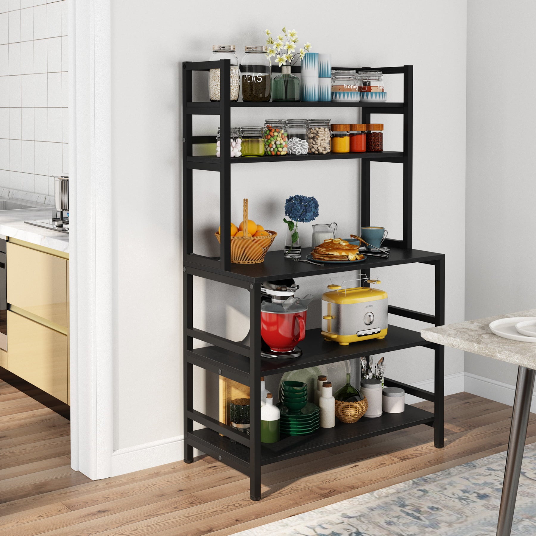 Tribesigns 5-Tier Kitchen Bakers Rack with Hutch， Industrial Microwave Oven Stand