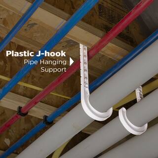 The Plumber's Choice 2 in. PEX Tubing J-Hook Hanger with Nails Isolates Pipe and Wire from Framing Hard Plastic (10-Pack) 002PXJHNG-10