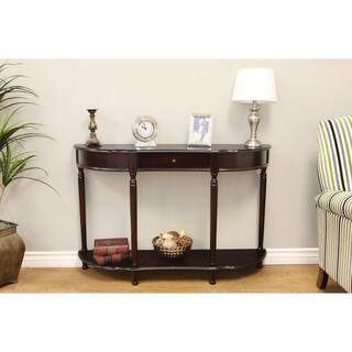 Homecraft Furniture 48 in. Espresso Standard Half Moon Wood Console Table with Drawer MH159