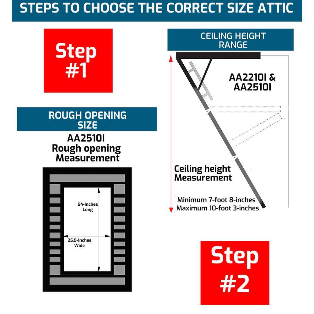 Louisville Ladder 7 ft. 8 in. to 10 ft. 3 in. 25.5 in. x 54 in. Aluminum Attic Ladder with 375 lbs. Maximum Load Capacity AA2510I