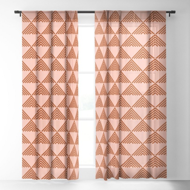 June Journal Triangular Lines In Terracotta Single Panel Sheer Window Curtain Deny Designs