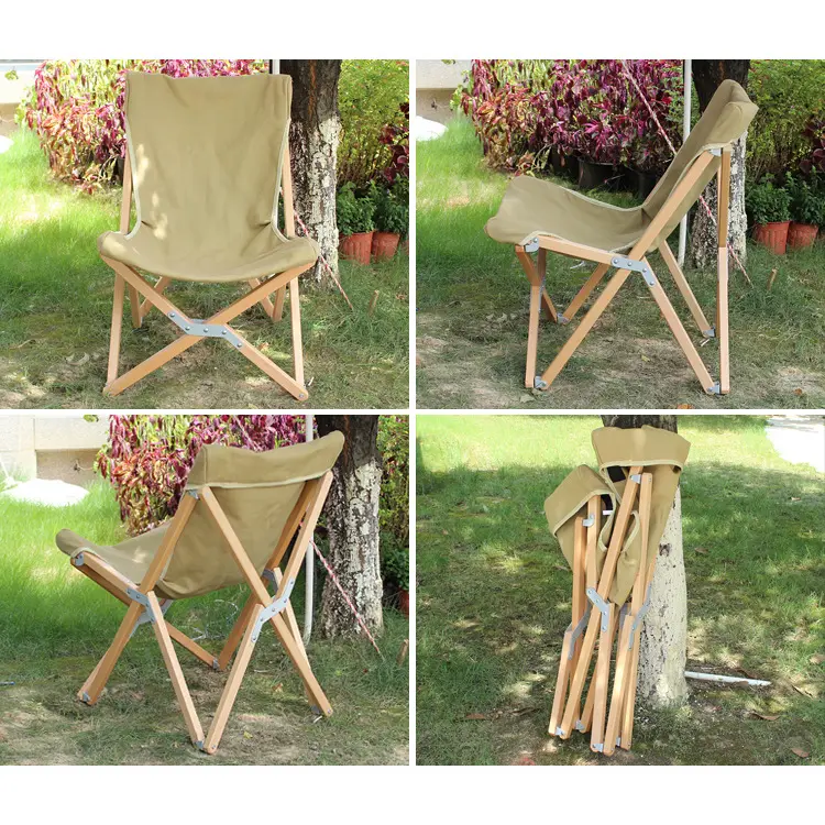 Beach Chair Outdoor Travel Folding Beech Chair Waterproof Fishing Wood Lounge Wooden Chair Modern