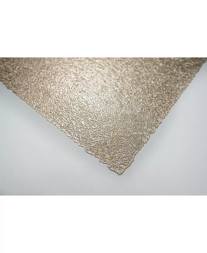 Dainty Home Reversible Metallic Lacey Place Mats Slip Resistant 12 x 18 Placemats - Set of 4