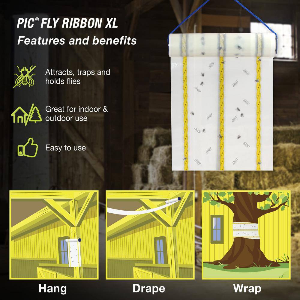 PIC Fly Ribbon XL - Large Fly Traps for Outdoors and Barns 40 ft. Roll GFR