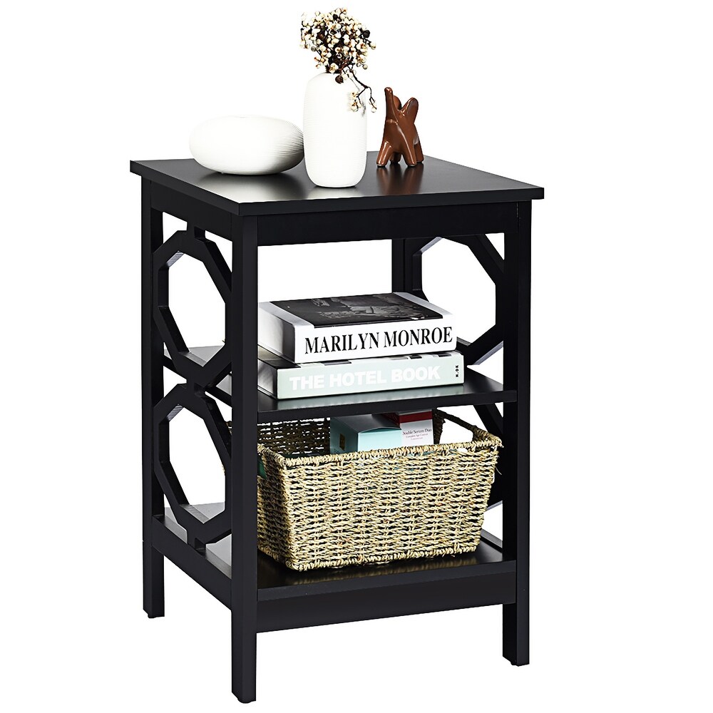 3Tier Nightstand End Table Multifunctional Storage Stand