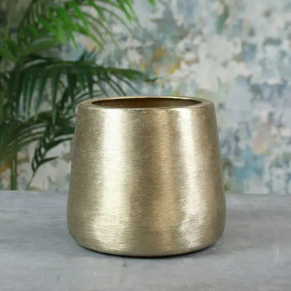 Silver Gold Glossy Finished Metal Planters for Garden Home Decorative Plant Flower Pot Luxury Floor Planter