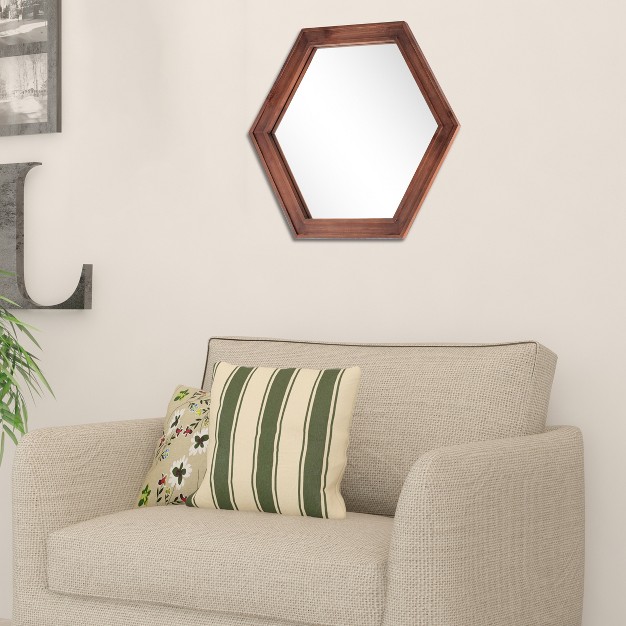 Wooden Hexagon Stratford Decorative Wall Mirror Maroon Stonebriar Collection