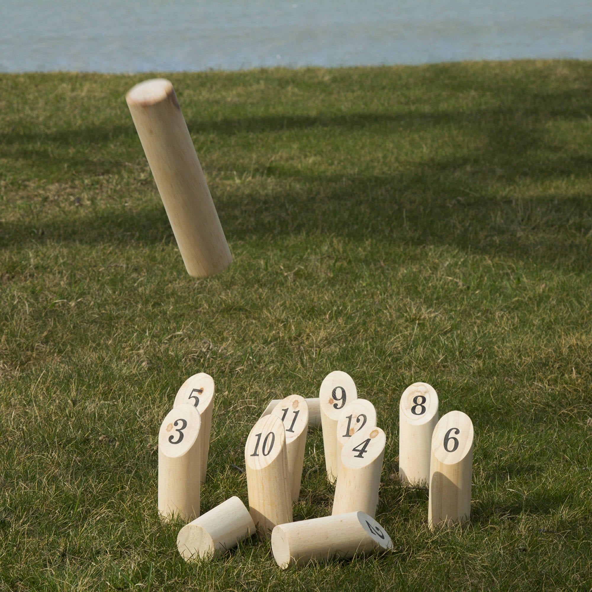 Hey Play Wooden Throwing Game for the Whole Family with Carrying Crate