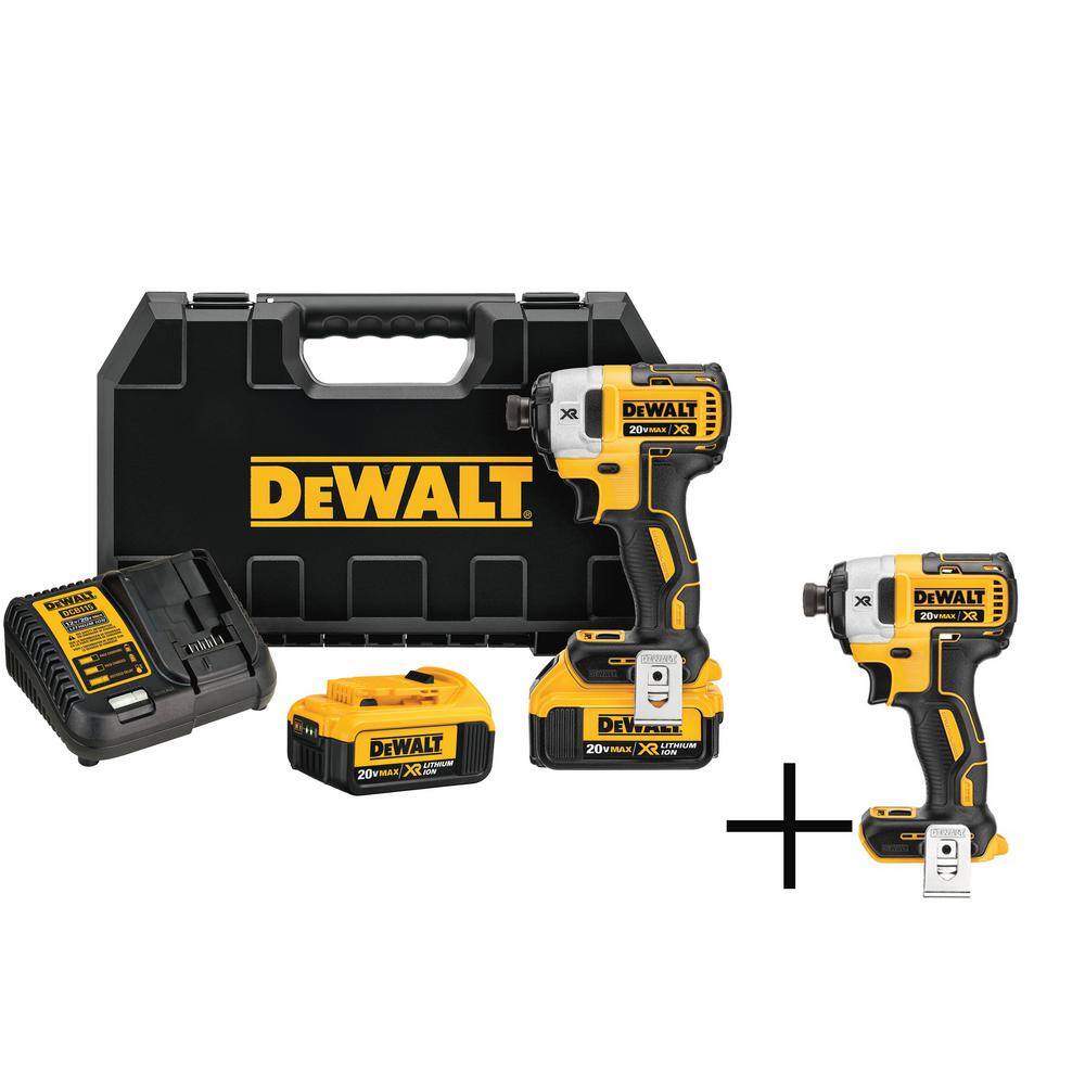 DW 20V MAX XR Lithium-Ion Cordless Brushless 14 in. Impact Driver (2) Charger and (2) 4.0Ah Batteries DCF887M2W887B