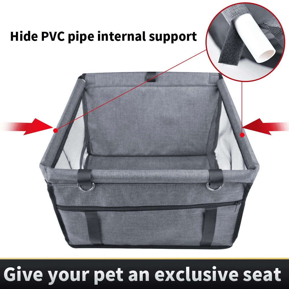 Wodondog Pet Car Seat Booster for Dogs Travel Car Carrier Basket with Clip-on Safety Leash Dog Car Seat Black