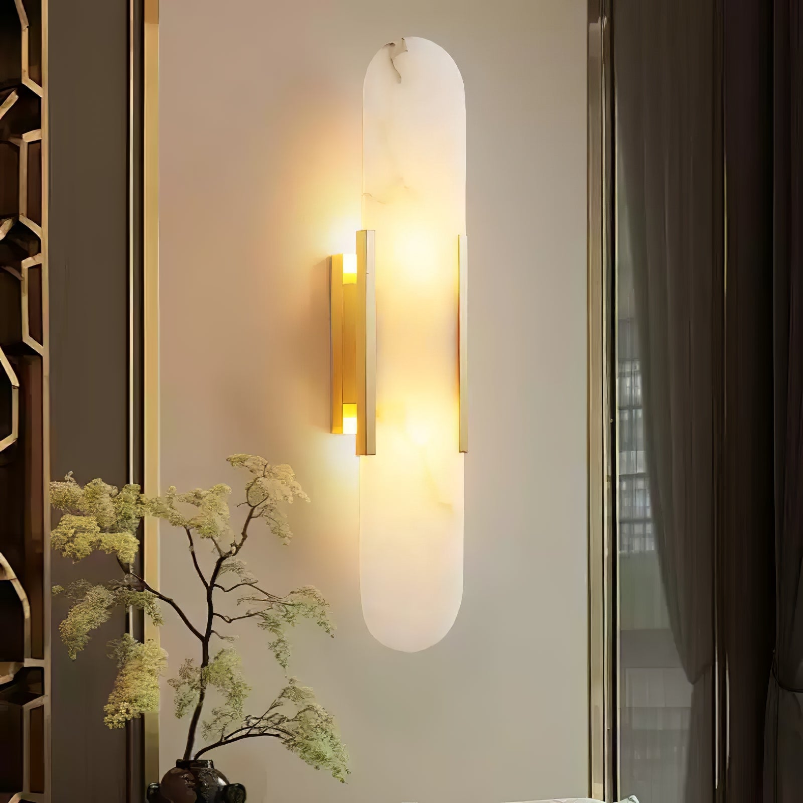 Melange Elongated Alabaster Wall Lamp