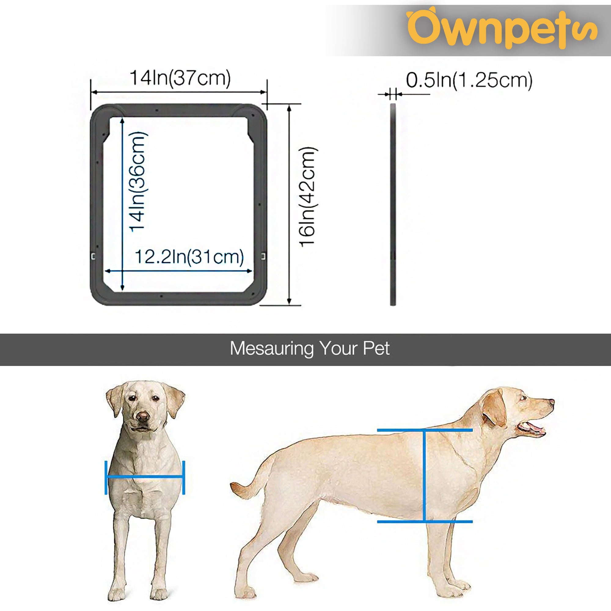 Larger Lockable Pet Screen Door doggy door cat door for windows， Sturdy Self-Closing Cat Dog Screen Door with Locking Function - Size 12