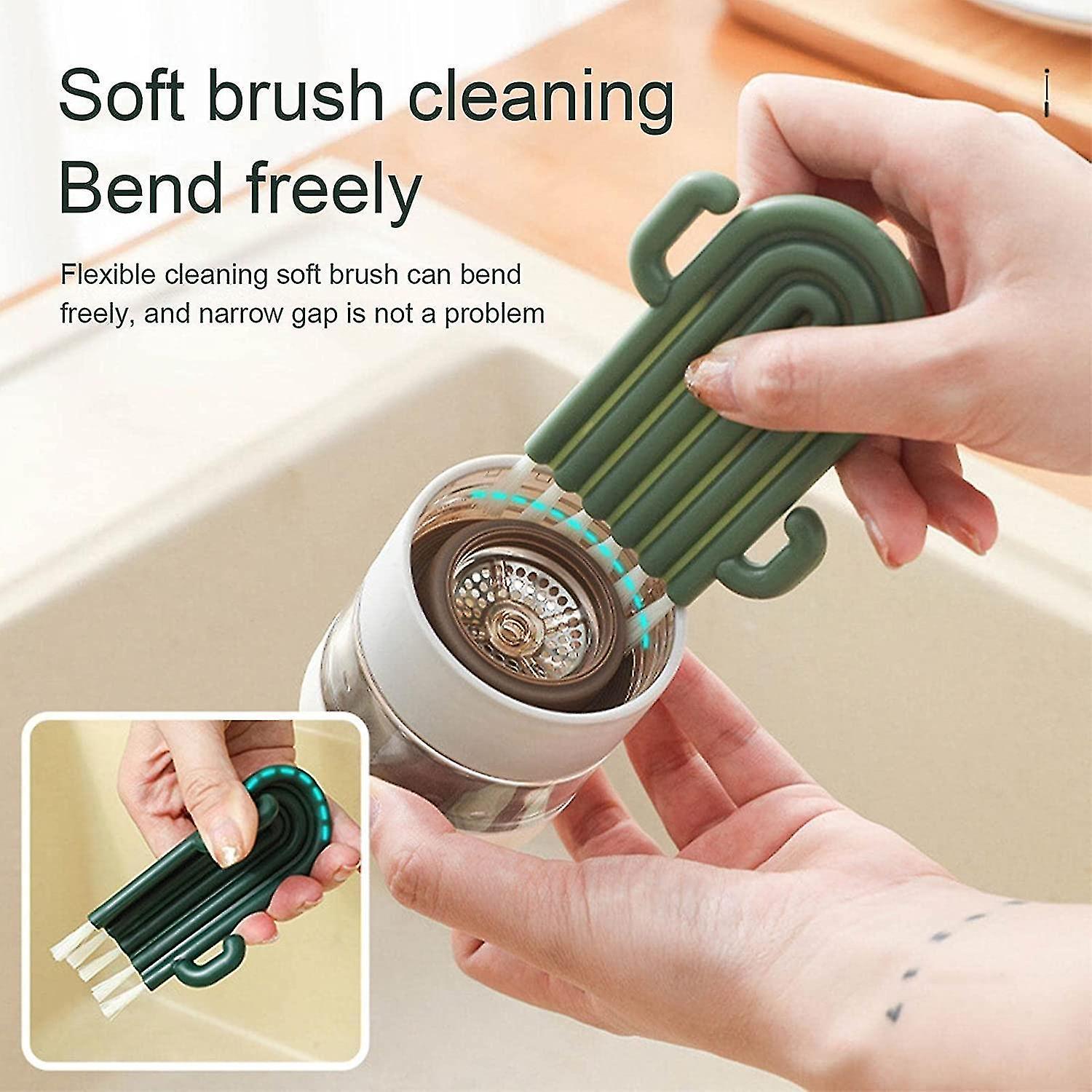 10pcs Multifunctional Groove Cleaning Brush Crevice Brush Cup Cover Brush Grooved Nipple Bottle Lid