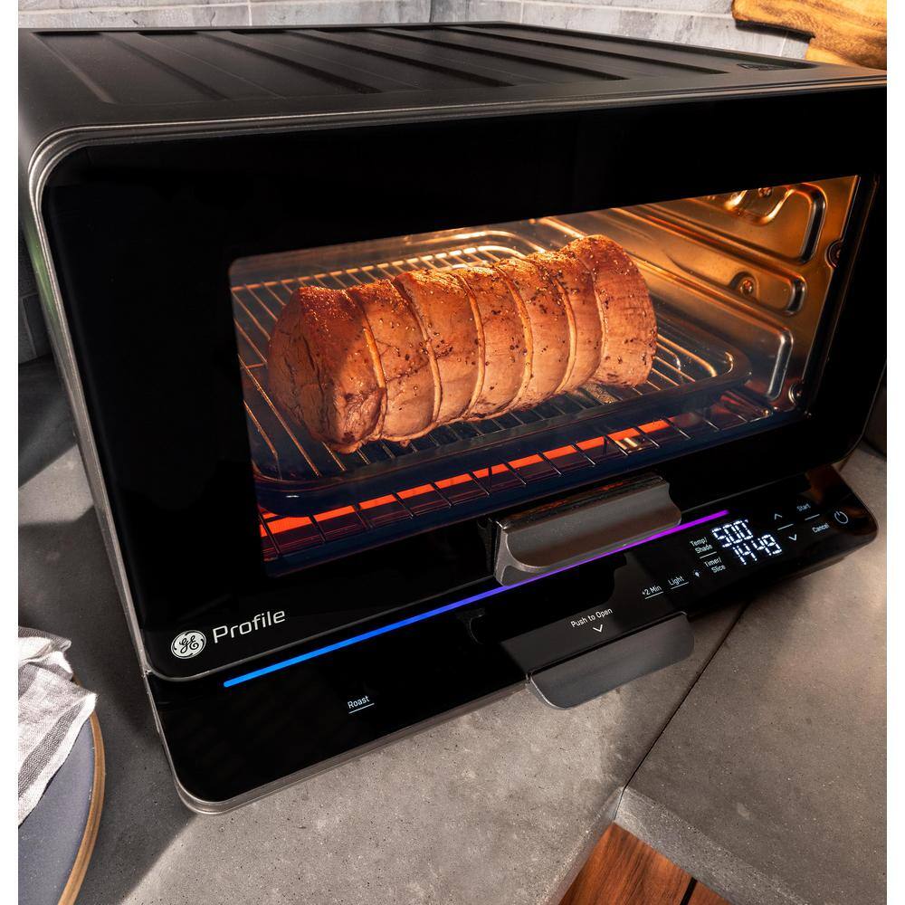 GE Profile 1800 W No Preheat Black Toaster Oven with 11-functions incl Air Fry Bake Broil Toast and pizza WiFi connected P9OIAAS6TBB