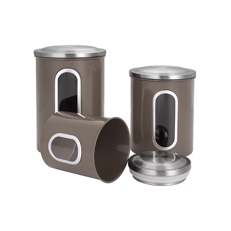 3 Piece Stainless Steel Canister Set in Brown Finish