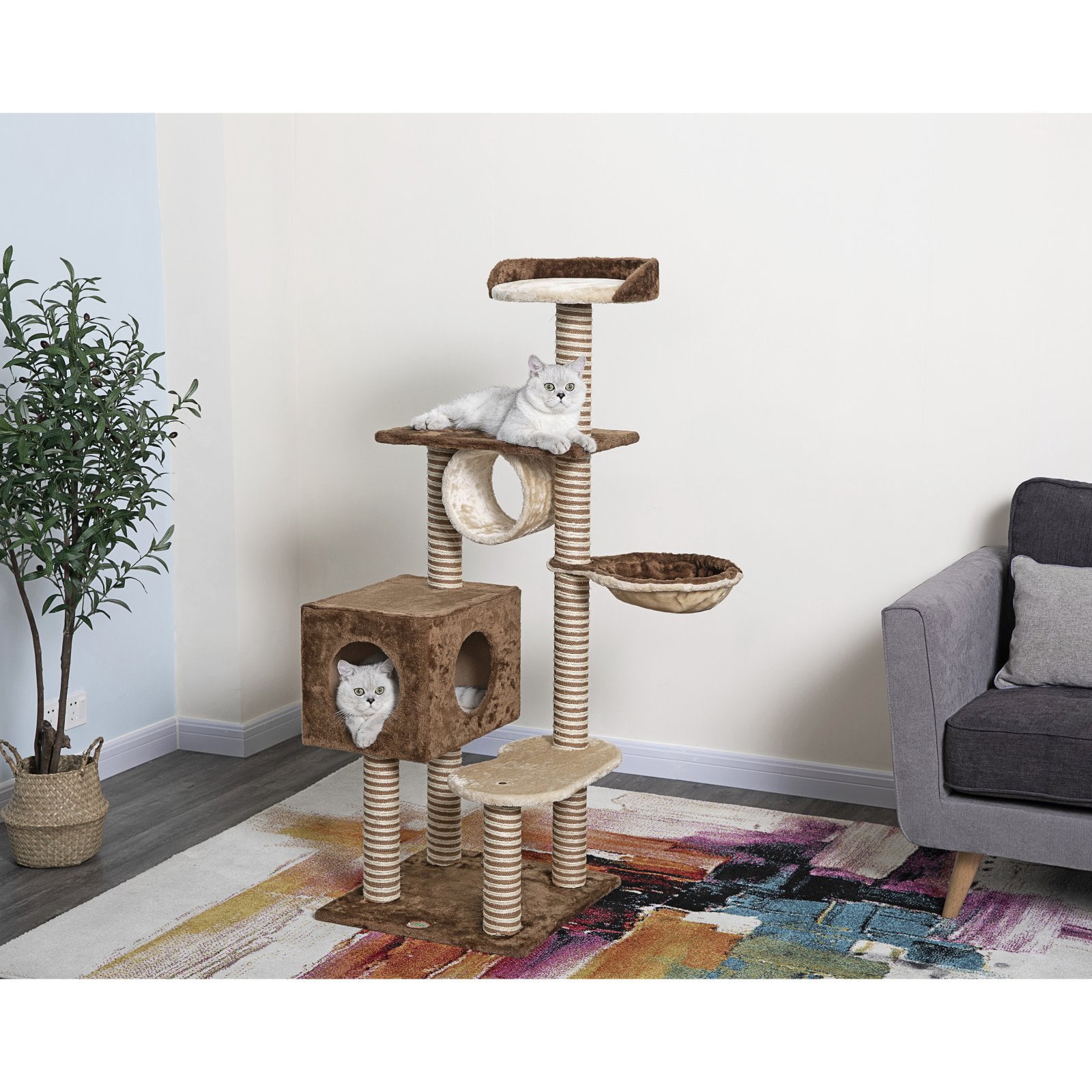 Go Pet Club F3017 56 in. Cat Tree Condo with Sisal Scratching Posts